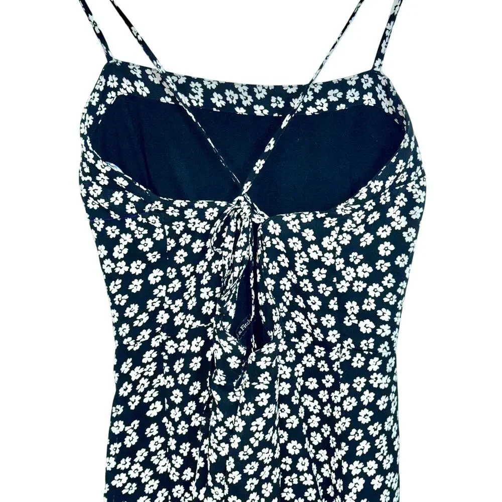 Abercrombie & Fitch Black White Floral Sleeveless Side Slit Maxi Dress Womens S